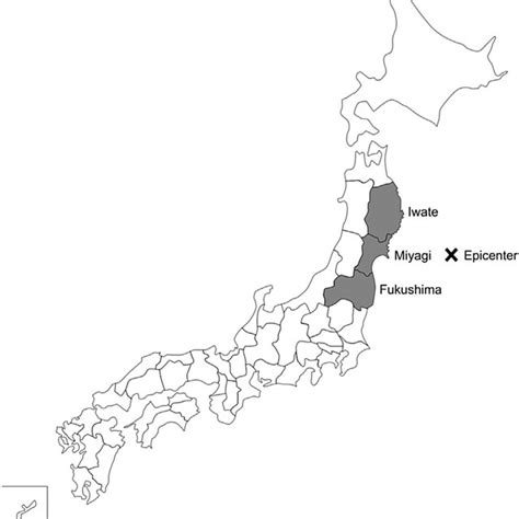 Map Of Japan Showing The Epicenter Of The Great East Japan Earthquake