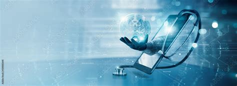 Doctor online, professional doctor giving consultation online on global network, connect
