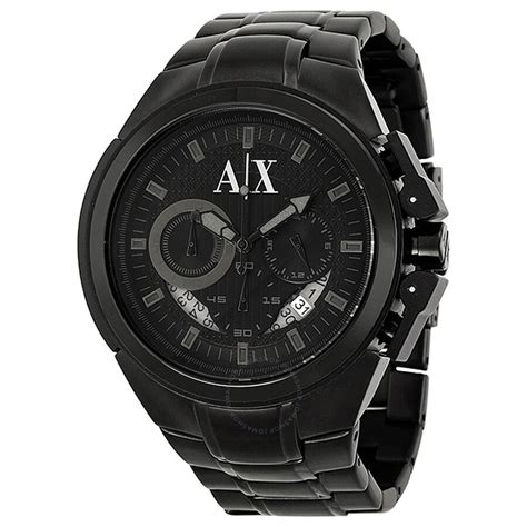 Armani Ax Exchange Miami Chronograph Black Dial Black Ion Plated Mens