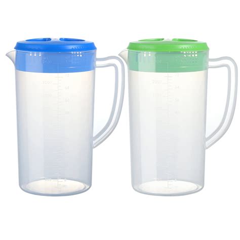 2 Set 0 63 Gallon 2 4 Litre Plastic Pitcher With Lid Bpa Free Eco