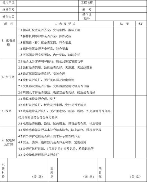 柴油发电机组检查验收表word文档在线阅读与下载文档网