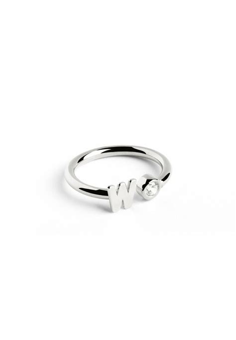 Singularu PERSONALIZADO LETTER Anillo Letra W Plata Gris Claro