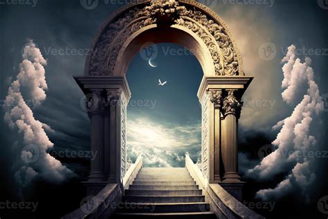 Heavens Gate To Heaven End Of Life Stairway To Heaven Religious Background Illustration