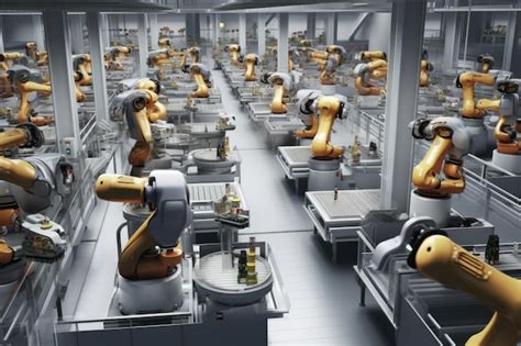 Premium Ai Image Group Of Robots Working Together In A Factory