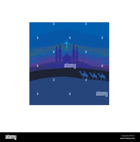 Classic Three Magic Scene And Shining Star Of Bethlehem Vector