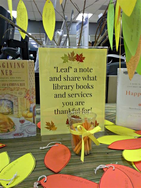 Fall Library Display Leaf A Note And Share Which Library Books And