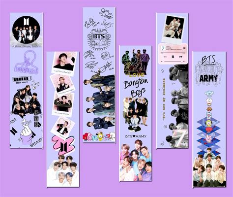 Bts Bookmarks Digital Download Print N Cut Party Ts Stationery Army Kpop