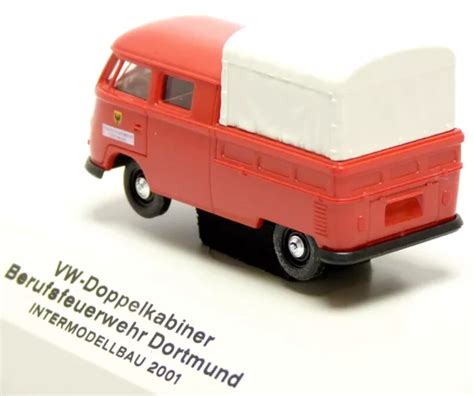 BREKINA VW T1 Bus Doka Pritsche Plane Berufs Feuerwehr Dortmund GW 1 87