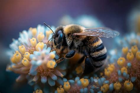 Spring Flowers In Full Bloom With A Bee In Action Blooming Flowers