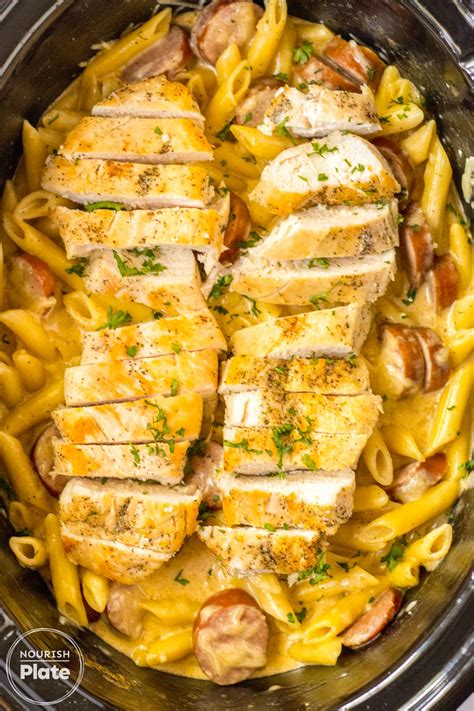 Slow Cooker Cajun Chicken Alfredo With Sausage Nourish Plate