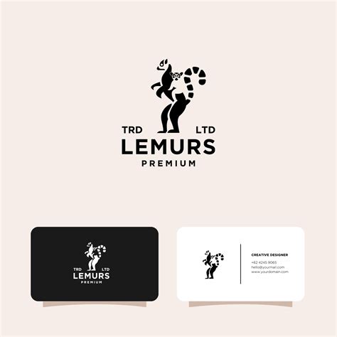 L Muriens Noirs Premium Ring Tail Logo Vectoriel Avec Carte De Visite