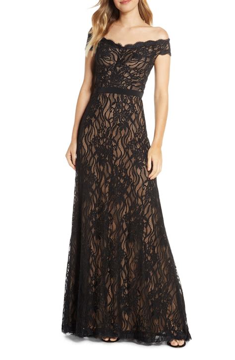 Women S Tadashi Shoji Off The Shoulder Lace Evening Gown Size 14