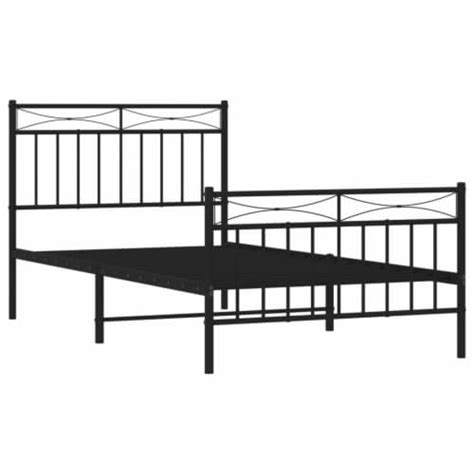 VidaXL Metal Bed Frame With Headboard And Footboard Black 39 4 X74 8