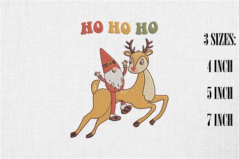 Santa Gnome Riding Reindeer · Creative Fabrica