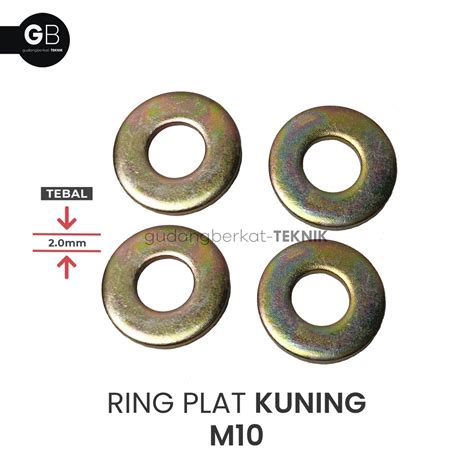 Jual RING PLAT M10 KUNING WASHER PLATE RINGPLAT 10MM GALVANIS