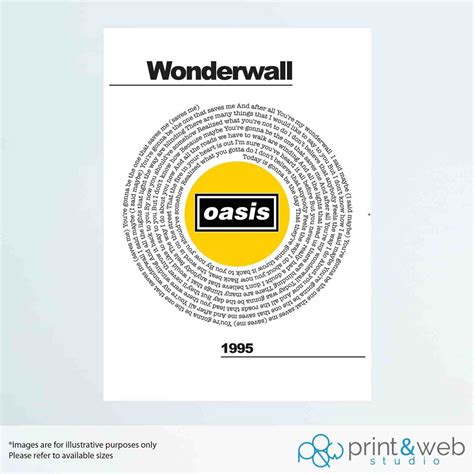 Oasis Wonderwall Lyrics Print Poster Lyric Art | Etsy