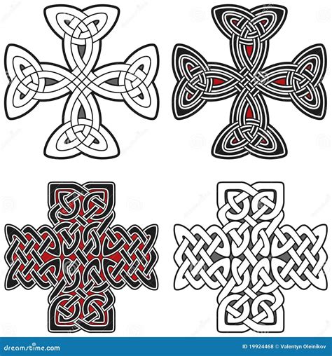 Set Of Celtic Crosses Design Elements Stock Vector Illustration Of