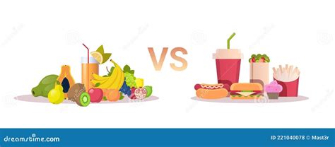 Junk Food Vs Fresh Fruits Stock Illustrations 16 Junk Food Vs Fresh