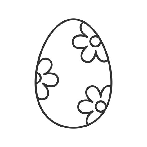 Easter egg linear icon. Thin line illustration. Easter egg with flowers ...