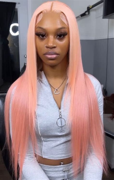 Pin By On Hair Light Pink Hair Black Girl Pink Hair Front Lace Wigs Human Hair