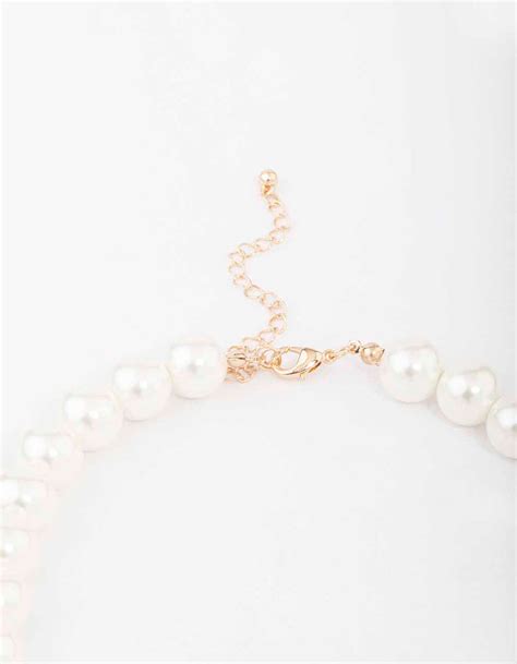 Gold And Pink Pearl Puffy Heart Necklace Lovisa