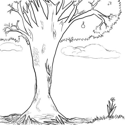 Gambar Lukisan Pokok Sketch Coloring Page