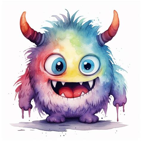 Premium Ai Image Charming Watercolor Monster Captivating The Viewer