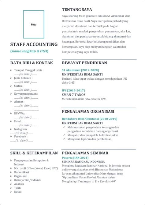 15 Contoh Cv Magang Untuk Mahasiswa Masih Kuliah Dan Organisasi