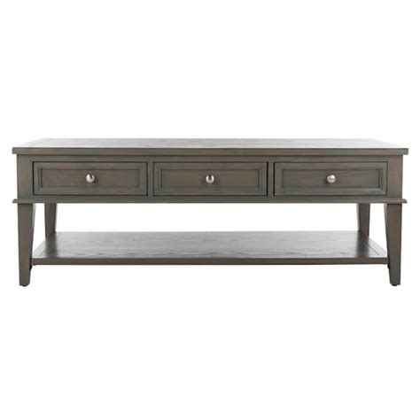 SAFAVIEH Manelin 54 In Ash Gray Large Rectangle Wood Coffee Table With