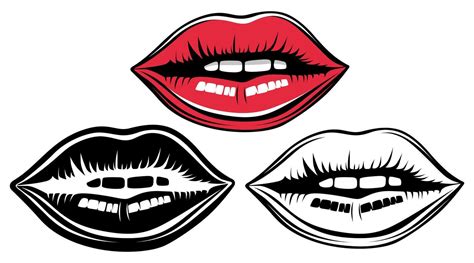 Set Sensual Red Lips Icon Design Illustration 44858584 Vector Art At