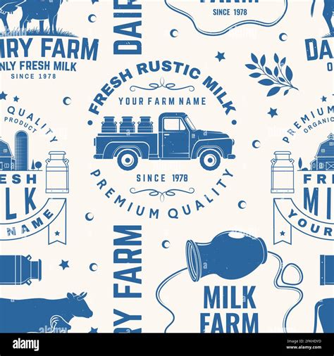 Milk Farm Seamless Pattern Or Background Vector Seamless Dairy Farm