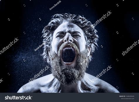 Naked Bearded Man Angrily Screams Into Stock Photo 1048438345 Shutterstock