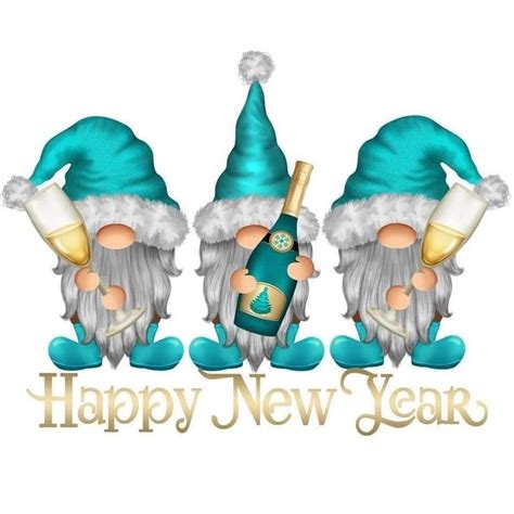 Three Gnomes Are Holding A Bottle And Celebrating The New Year