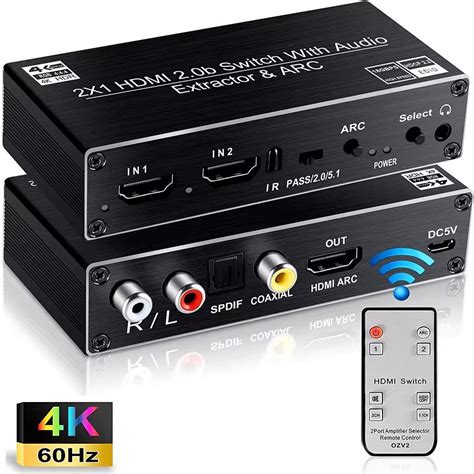 Kolorapus HDMI 2 0b Switch 2X1 Splitter 2 In 1 4K 60Hz Switcher Box