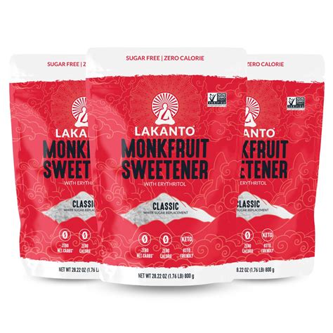 Lakanto Classic Monk Fruit Sweetener With Erythritol White Sugar Substitute Zero