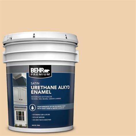 Behr Premium Gal Mq Ceramic Beige Urethane Alkyd Satin Enamel