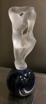 Daum France Crystal Pate De Verre Nude Female Acrobat On Dark Blue Glass Ball EBay