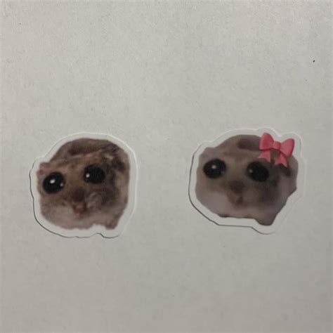 Handmade small crying hamster meme stickers You can... - Depop