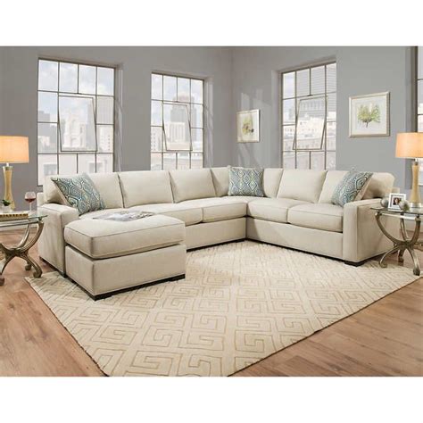 Karissa Fabric Sectional Off White Fabric Sectional White Fabric Sofa Living Room Sectional