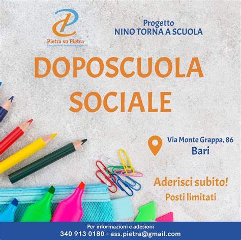 Doposcuola Sociale Nino Torna A Scuola Pietra Su Pietra