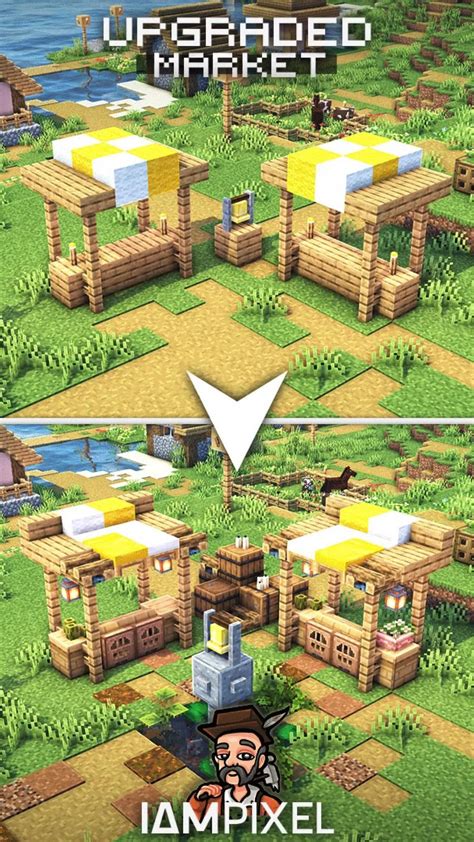 Minecraft Tutorial Village Market Stall Transformation How To Build In