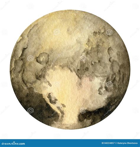 Planetas De La Sistema Solar Plutón Ilustración De La Acuarela Stock De Ilustración