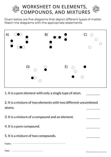 Free Printable Elements Compounds And Mixtures Worksheets Worksheets Library