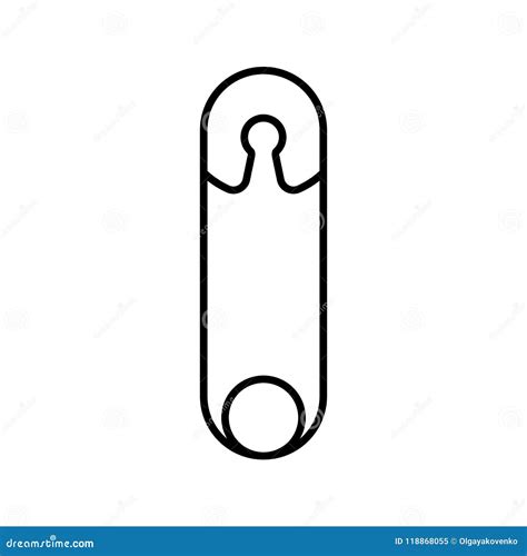 Safety Pin Baby Icon On A White Background Line Design Stock