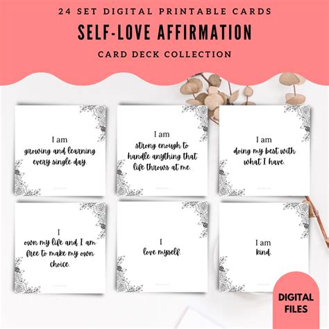 24 Sets Self Love Affirmations Card Deck Printables Shopee Malaysia