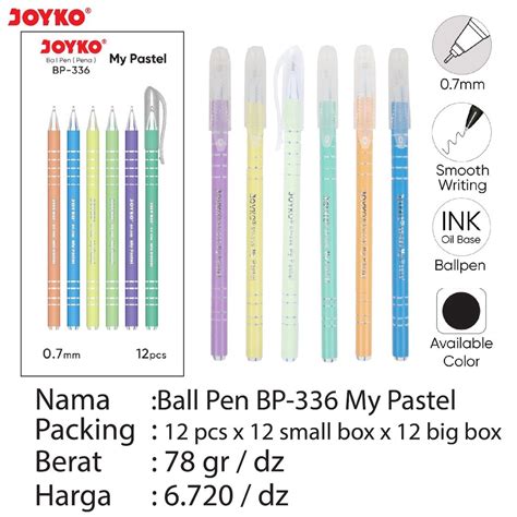 Jual Ballpen Pen Pulpen JOYKO BP 336 My Pastel Black 0 7mm 12pcs