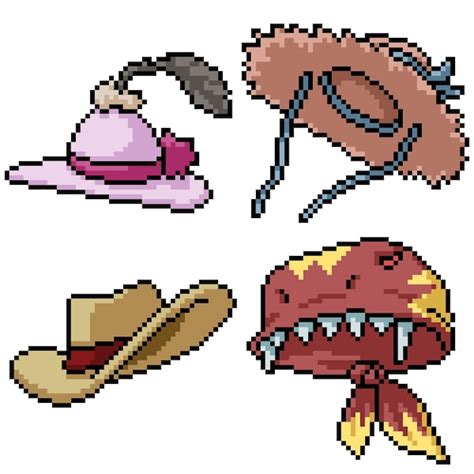 Premium Vector Pixel Art Set Isolated Hat Fashion