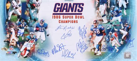 1986 Giants Super Bowl Xxi Champions 16x20 Photo Team Signed By 16