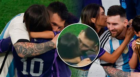 Messi Y Antonella Roccuzzo Tierno Beso Que Se Dieron En La Cancha Con