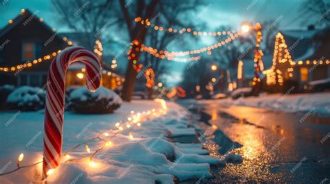 Premium AI Image | Candy Cane Lane Lights